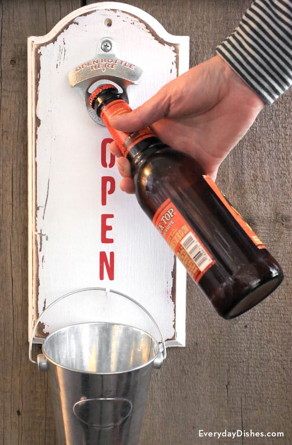 Wall-mounted bottle opener