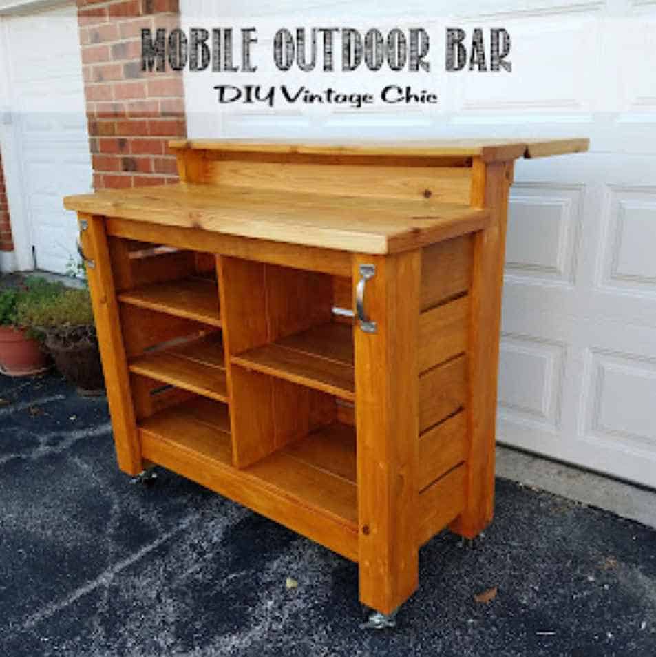DIY Mobile Outdoor Bar Cart