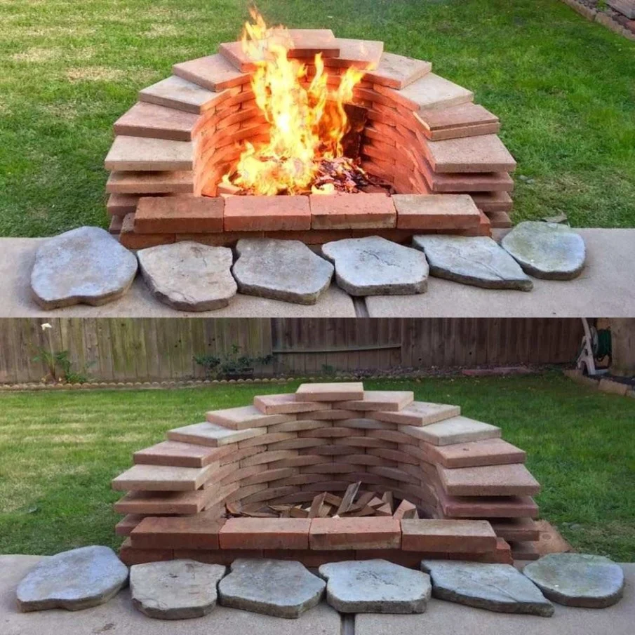 Make a Half Circle Fire Pit with Stepping Stones
