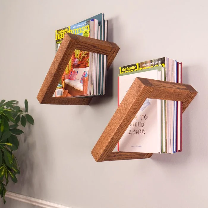 Angled Floating Bookshelves