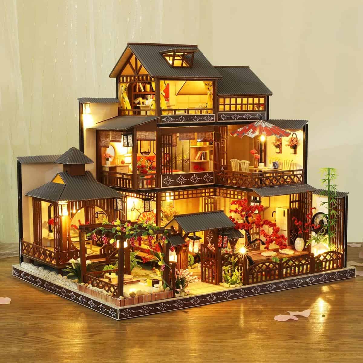 Build Your Own Japanese Courtyard Dollhouse with LED & Music Box