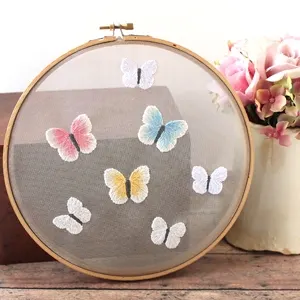 Butterfly Embroidery Hoop on Mesh