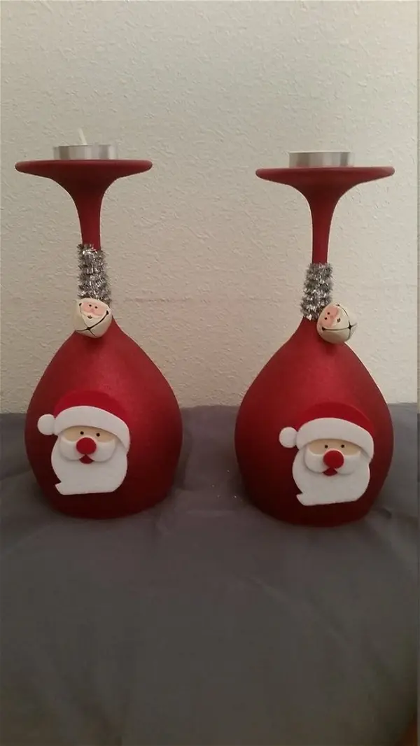 Christmas Wine Glass Candle Holders