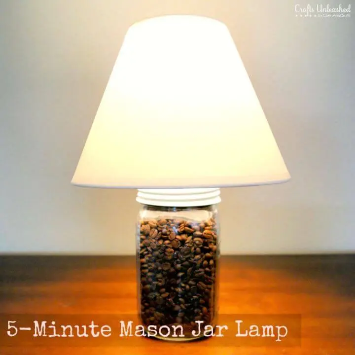 Coffee Bean 5 Minute Mason Jar Lamp