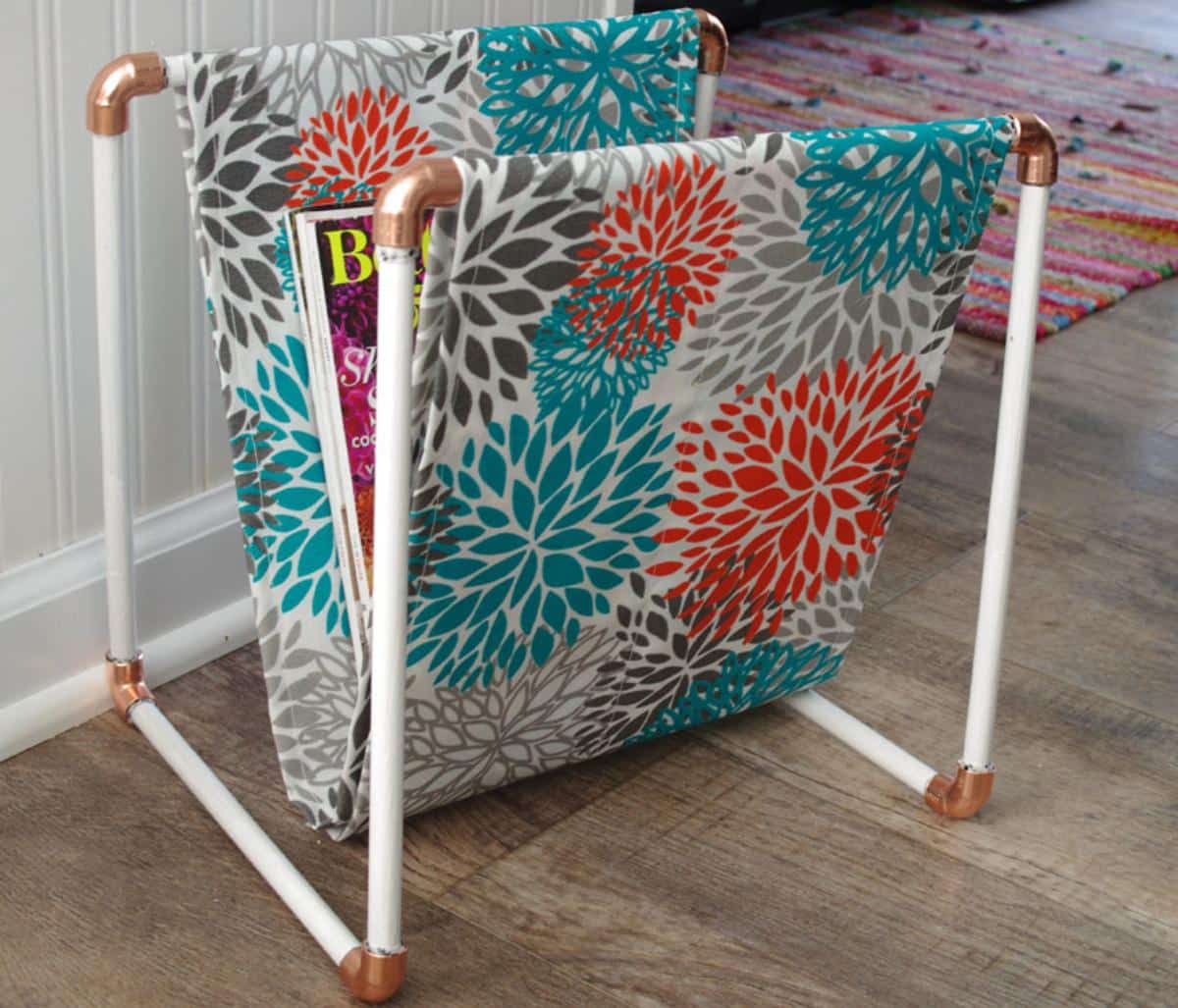 Copper and Wood Magazine Rack