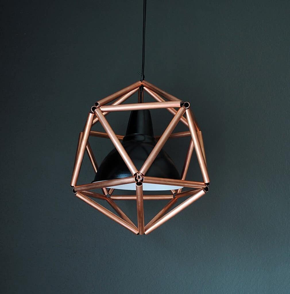 DIY Copper Pipe Icosahedron Light Fixture