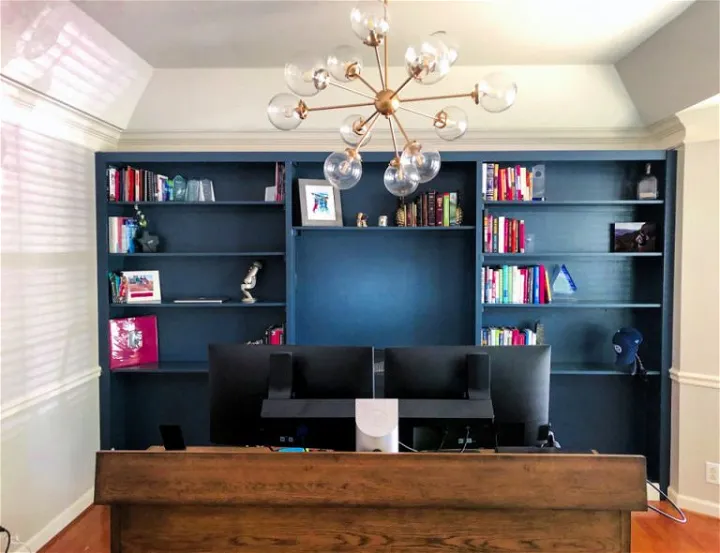 DIY Full Wall Bookshelf for Office