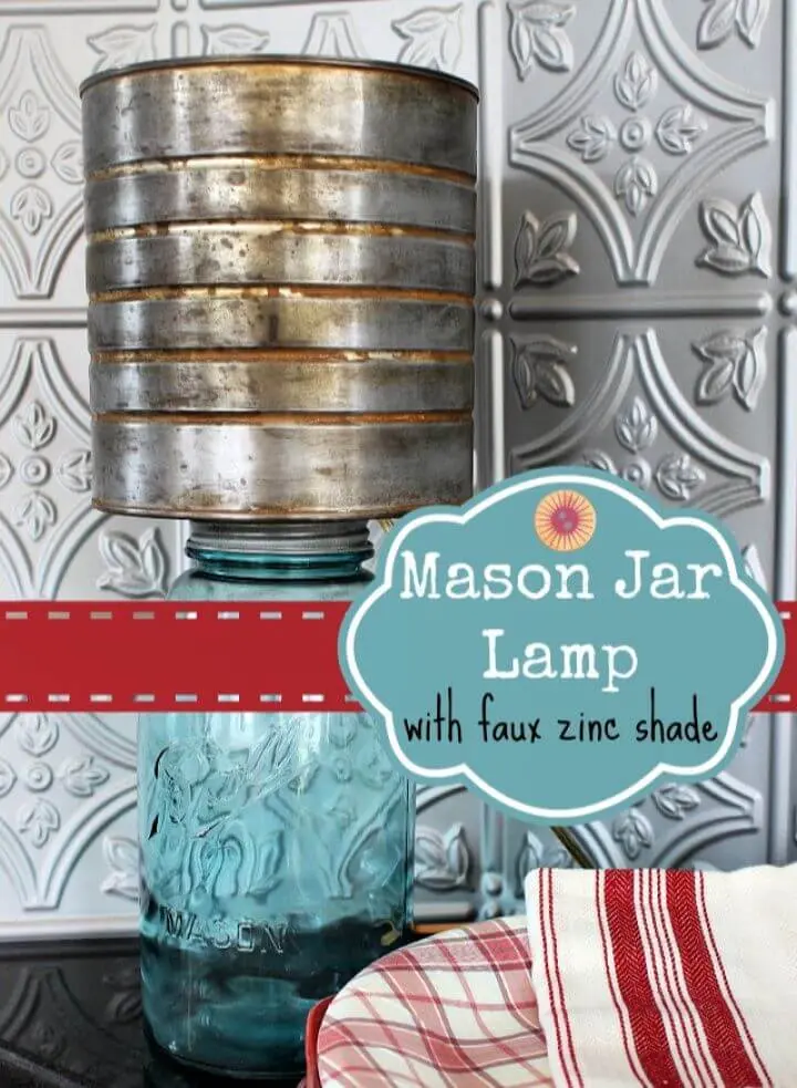 Mason Jar Lamp with Faux Zinc Shade