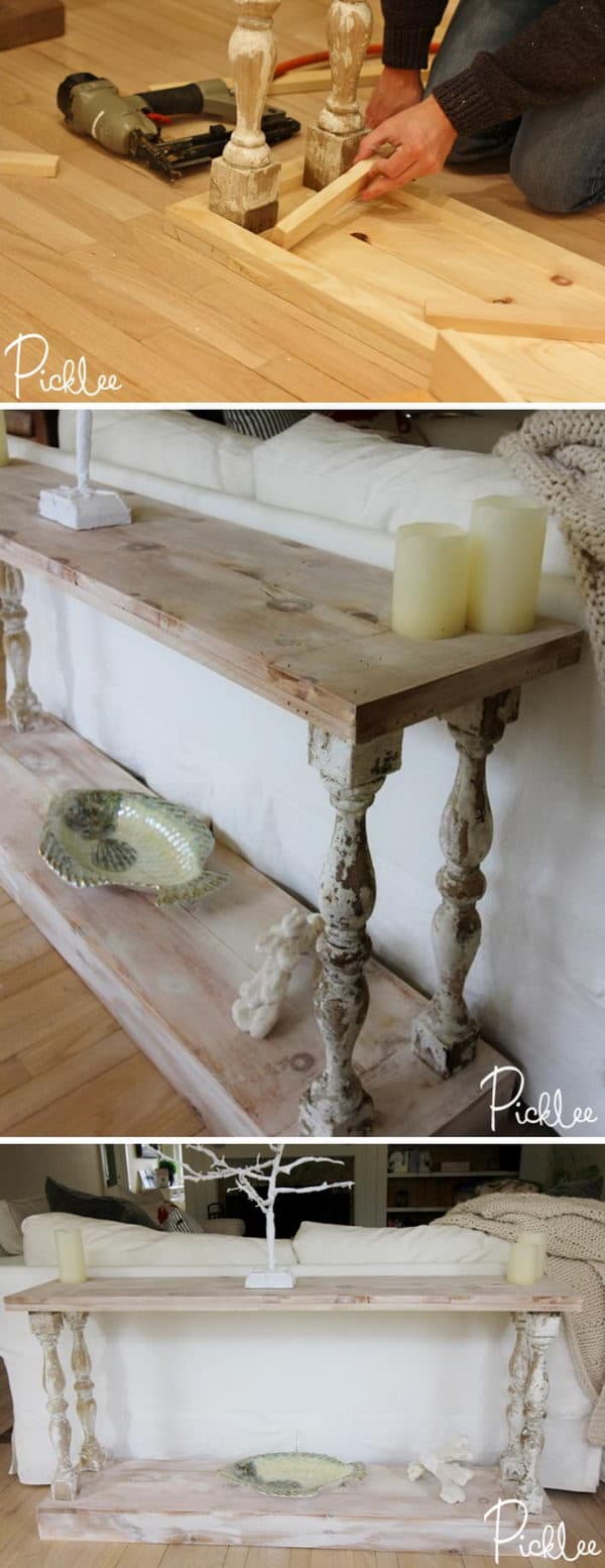 DIY Reclaimed French Country Sofa Table