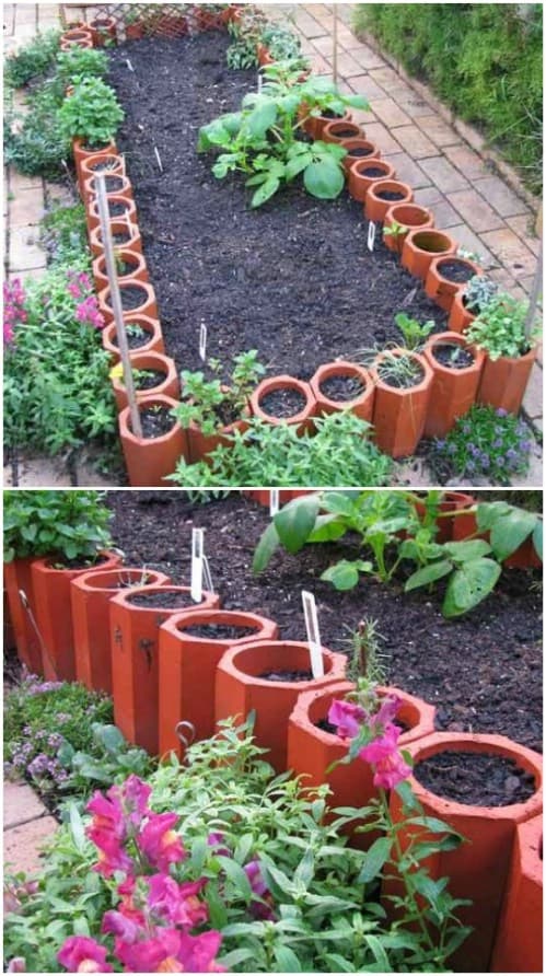 DIY Terra Cotta Pipe Edging