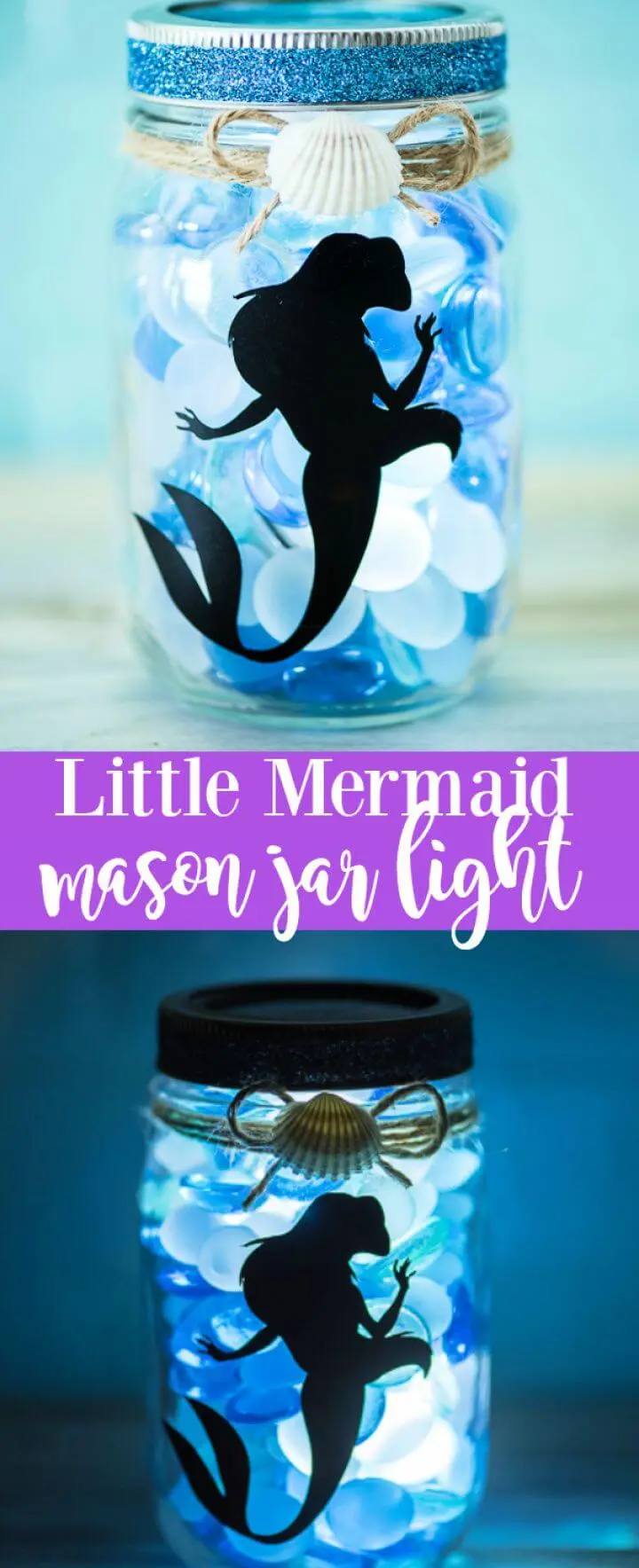 Easy Little Mermaid Mason Jar Light