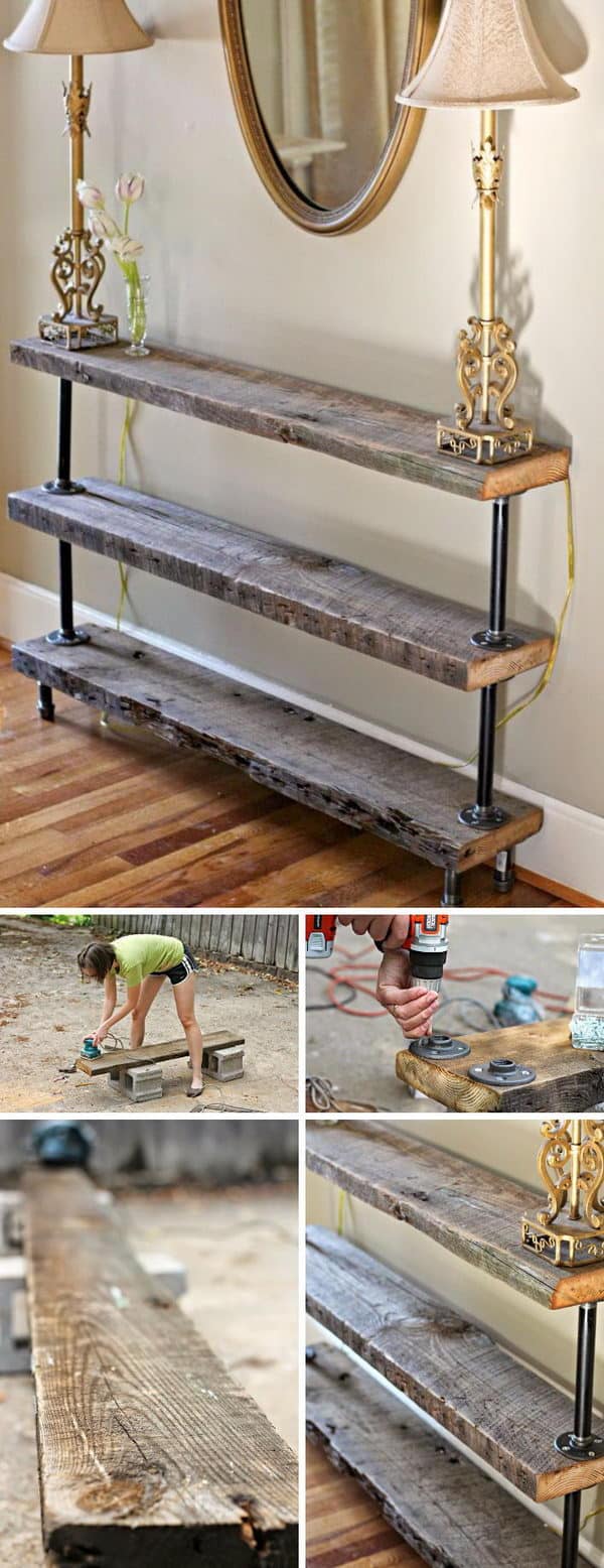 Easy DIY Reclaimed Wood Console Table