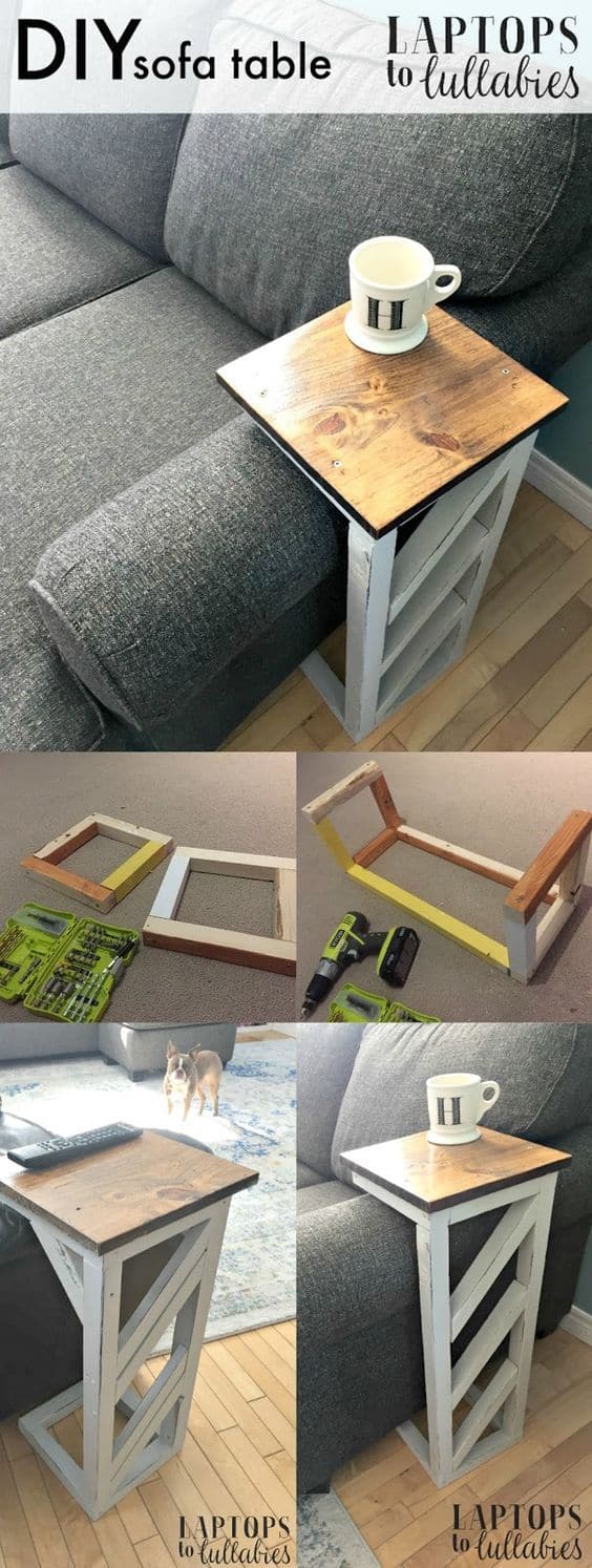 Easy DIY Table That Slides Under The Edge Of The Couch