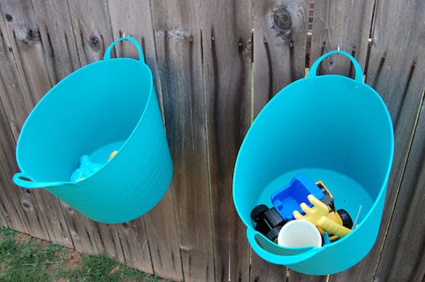 Hang Storage Buckets on Your Fence