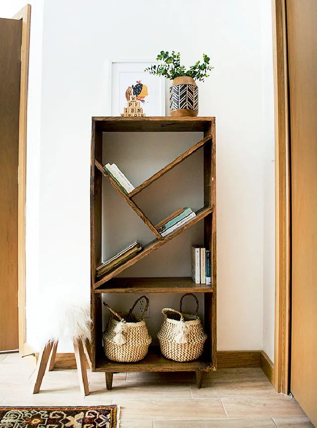 Homemade Bookcase With Angled Shelves