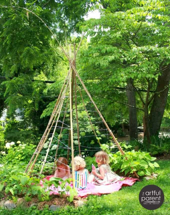 Magical DIY Bamboo Bean Teepees Garden Trellis