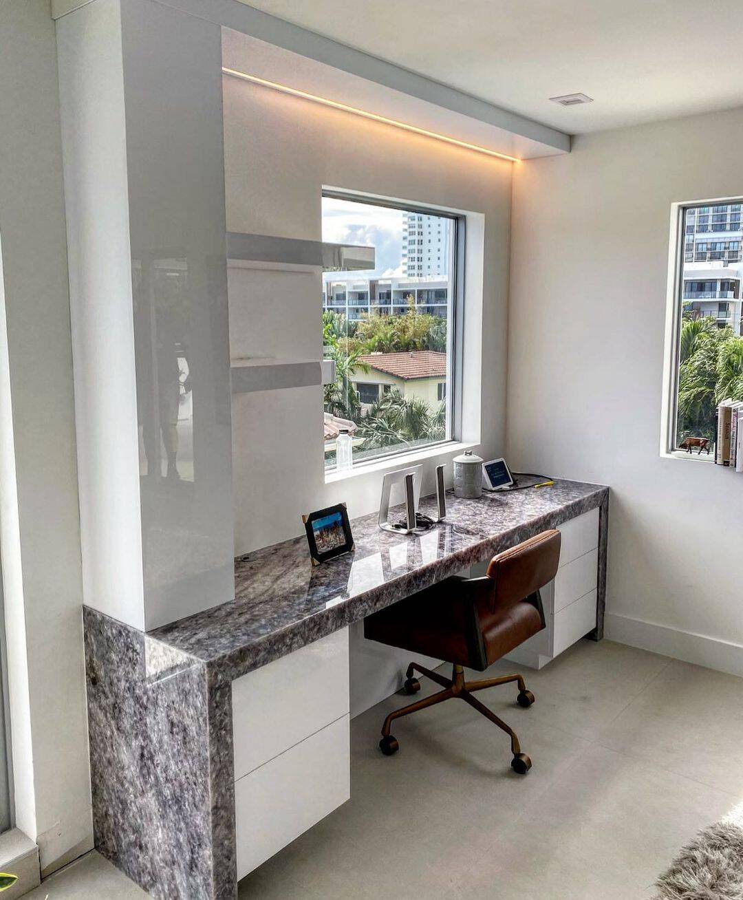 Modern Marble Desk Near Window