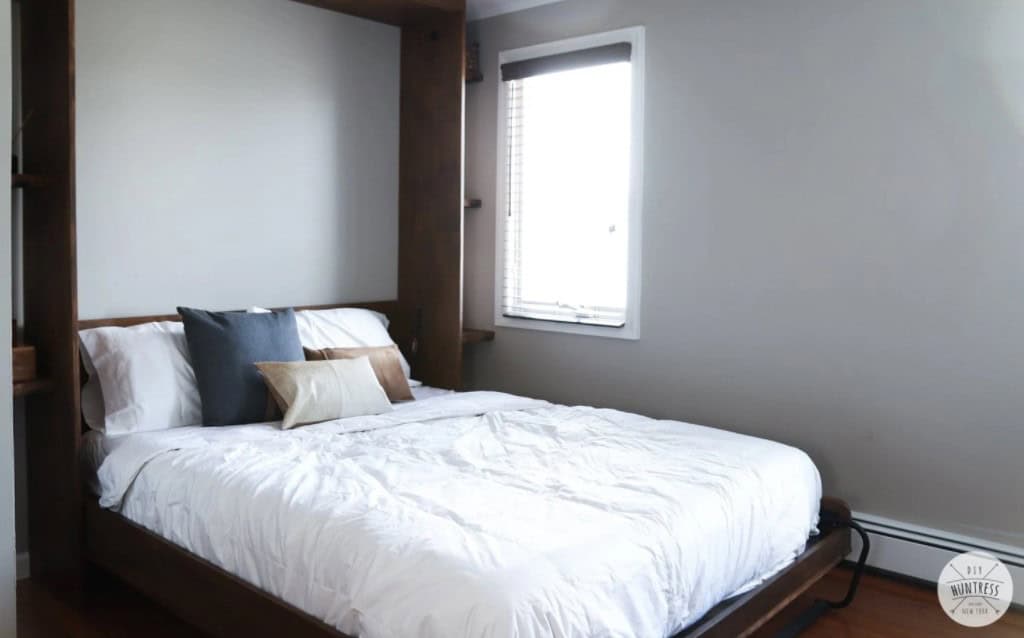Modern Murphy Bed with Rustic Darkwood