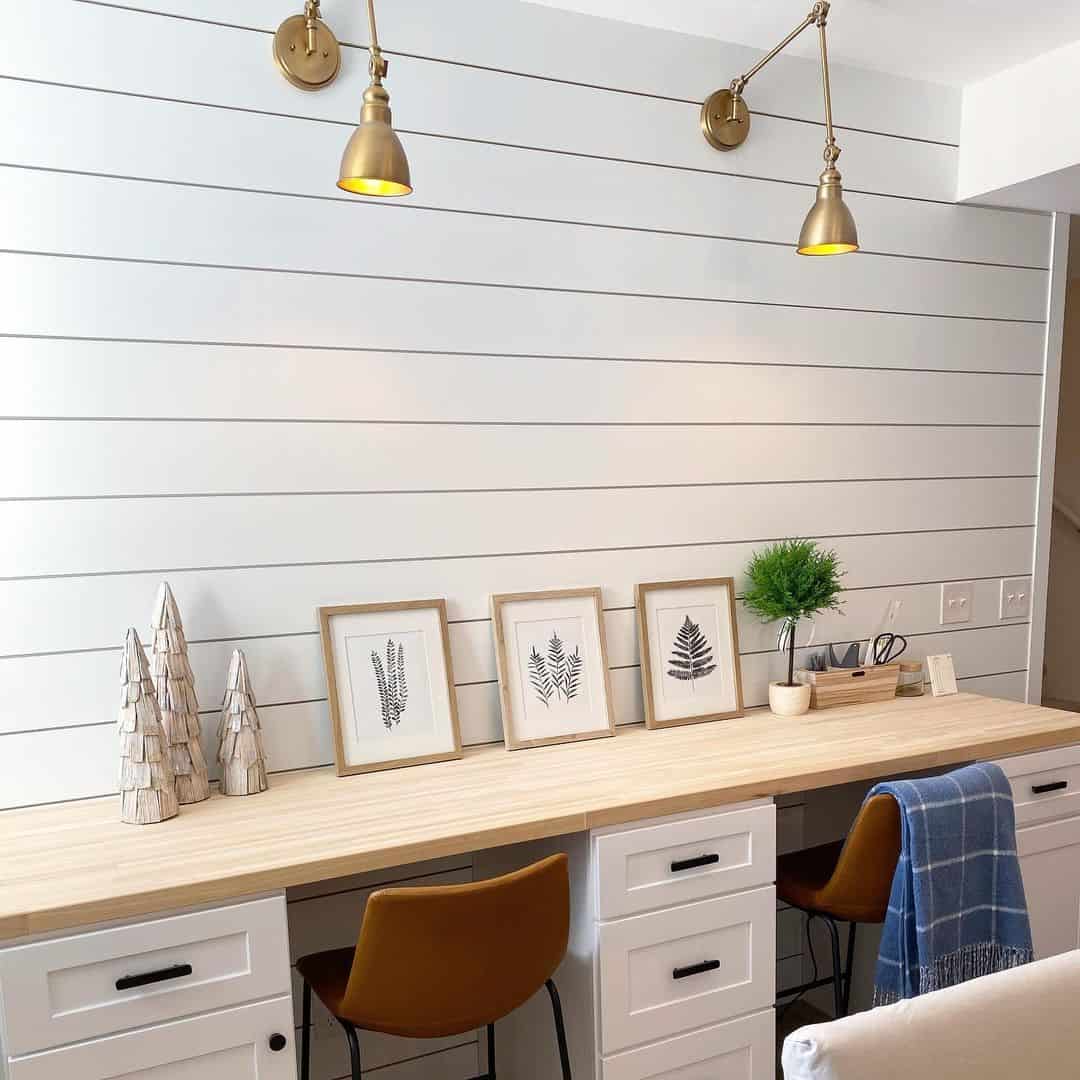 Neutral Color Built-In Home Office Desks