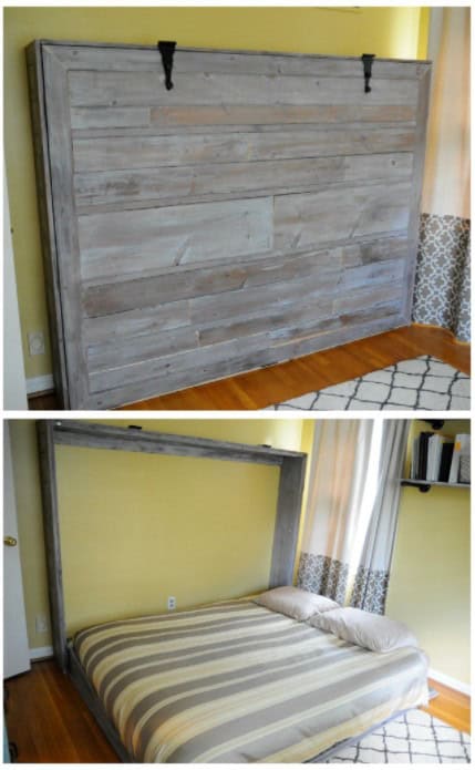 Queen Size Murphy Bed with Rustic Look and Style