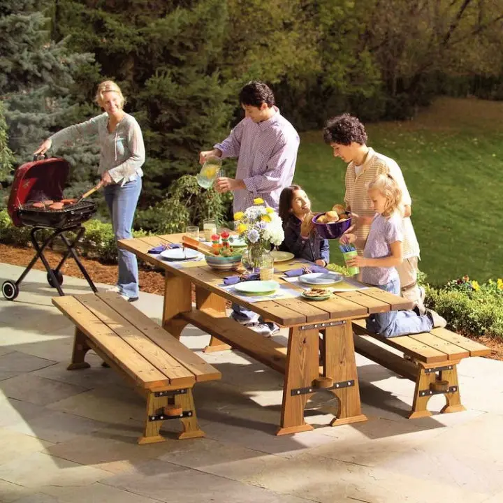 Rock Solid Outdoor Picnic Table and Benches