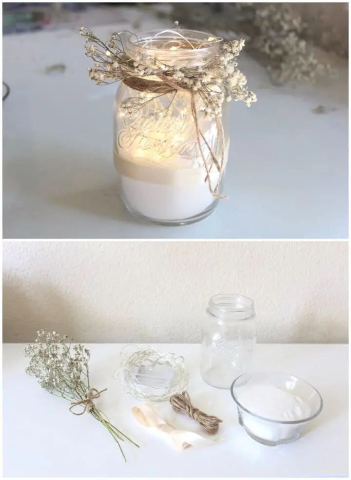 Rustic Mason Jar with String Lights
