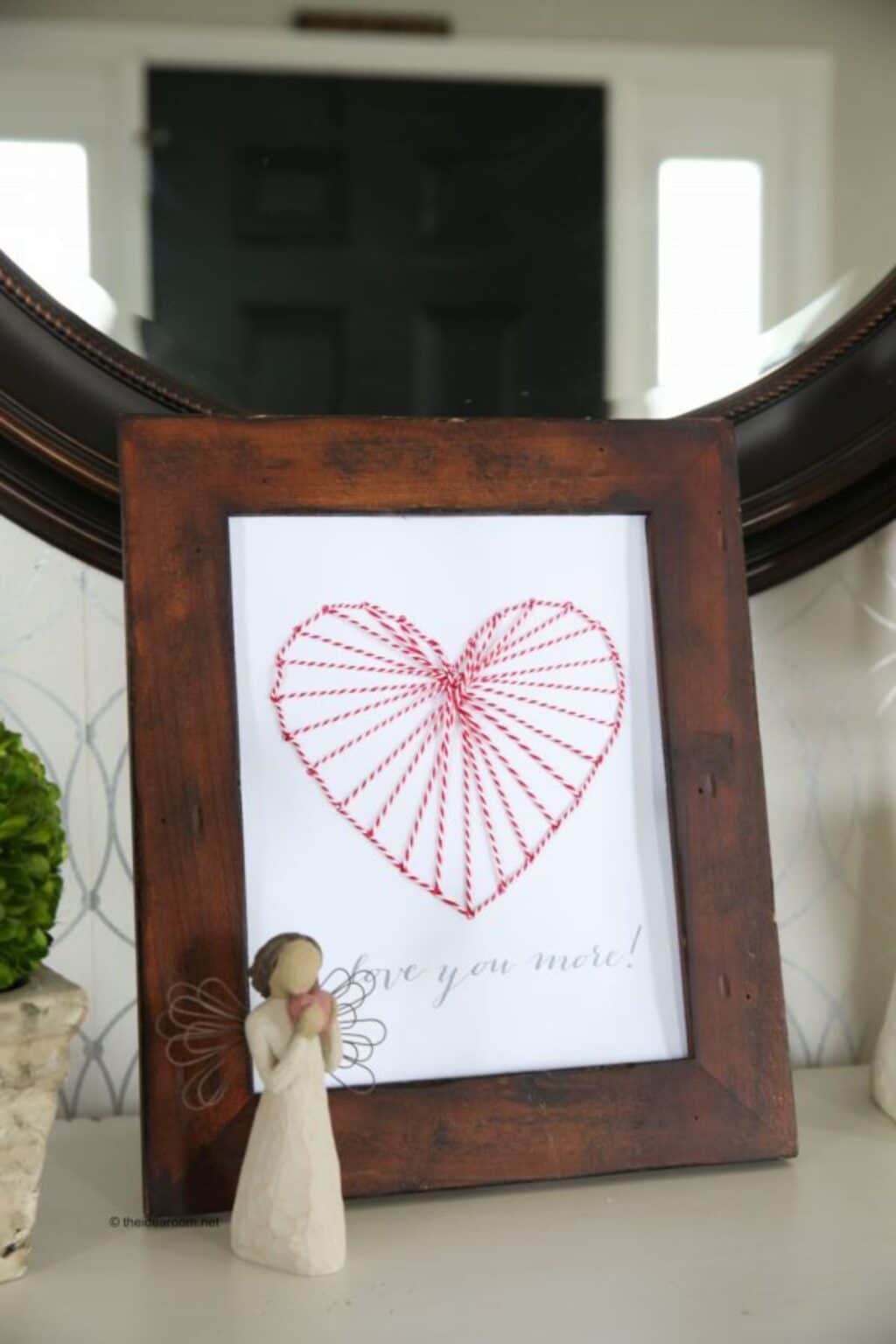 Simple Heart String Art for Valentine's Day Decor