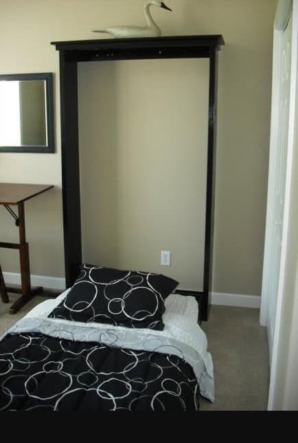 Simple Single-Sized Murphy Bed for A Guest Bedroom