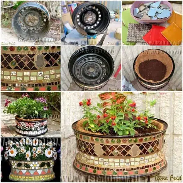 Tire Rim Flower Pot