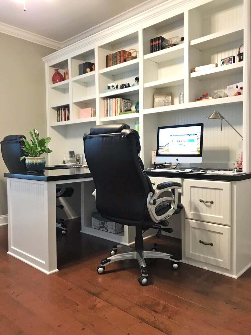 Two L-Shaped Custom Built In Desk