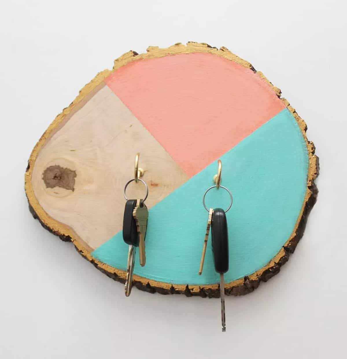Vibrant Color Block Wooden Key Hanger