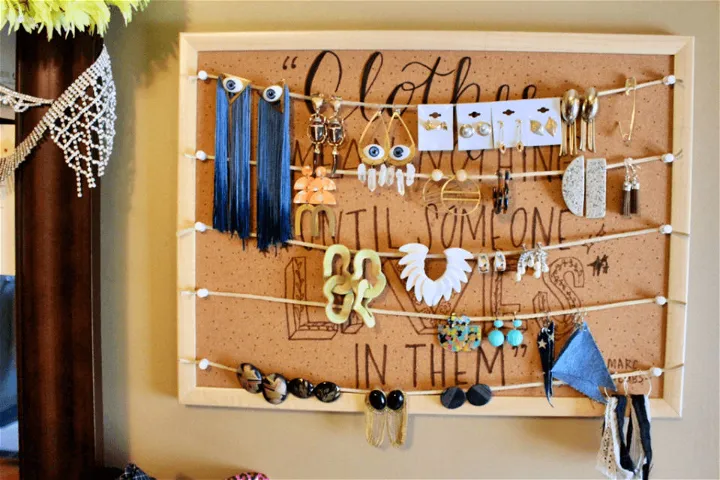 Wall Cork Board Earring Holder