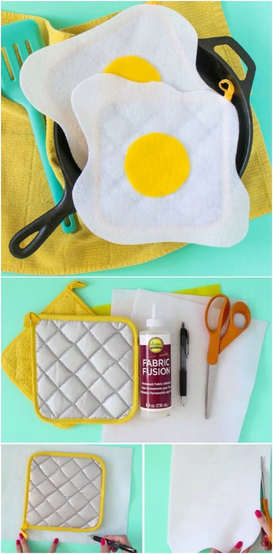 Whimsical No Sew Fried Egg Pot Holders
