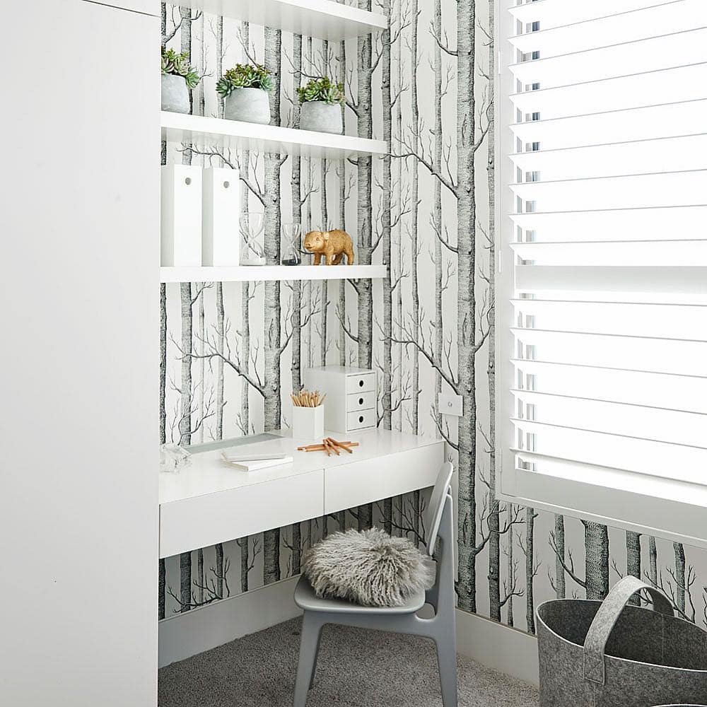  White Desk Space for Kids with Hanging Shelves