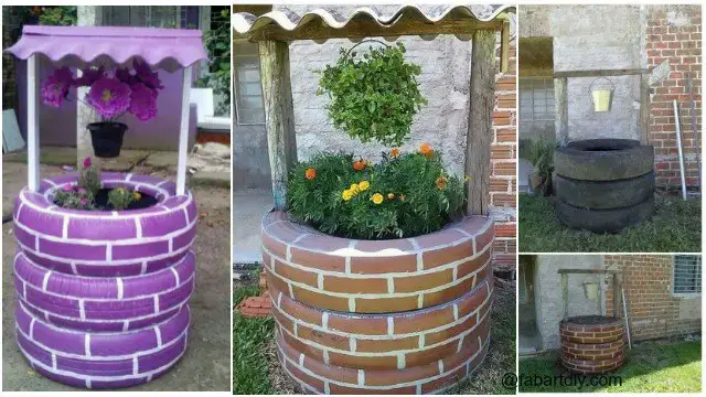 Wishing Well Tire Planter