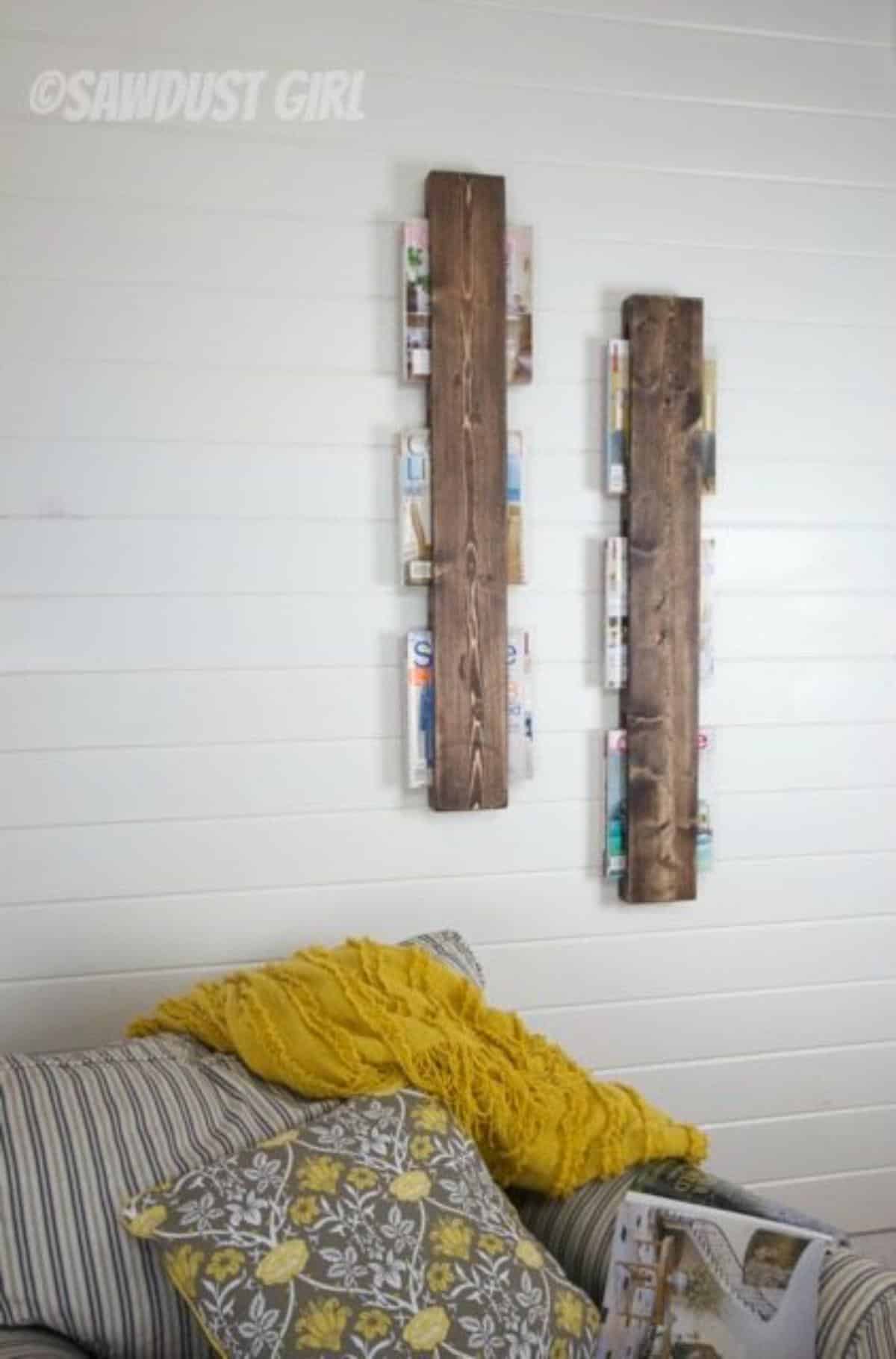 Wood Wall-Mounted Magazine Holder