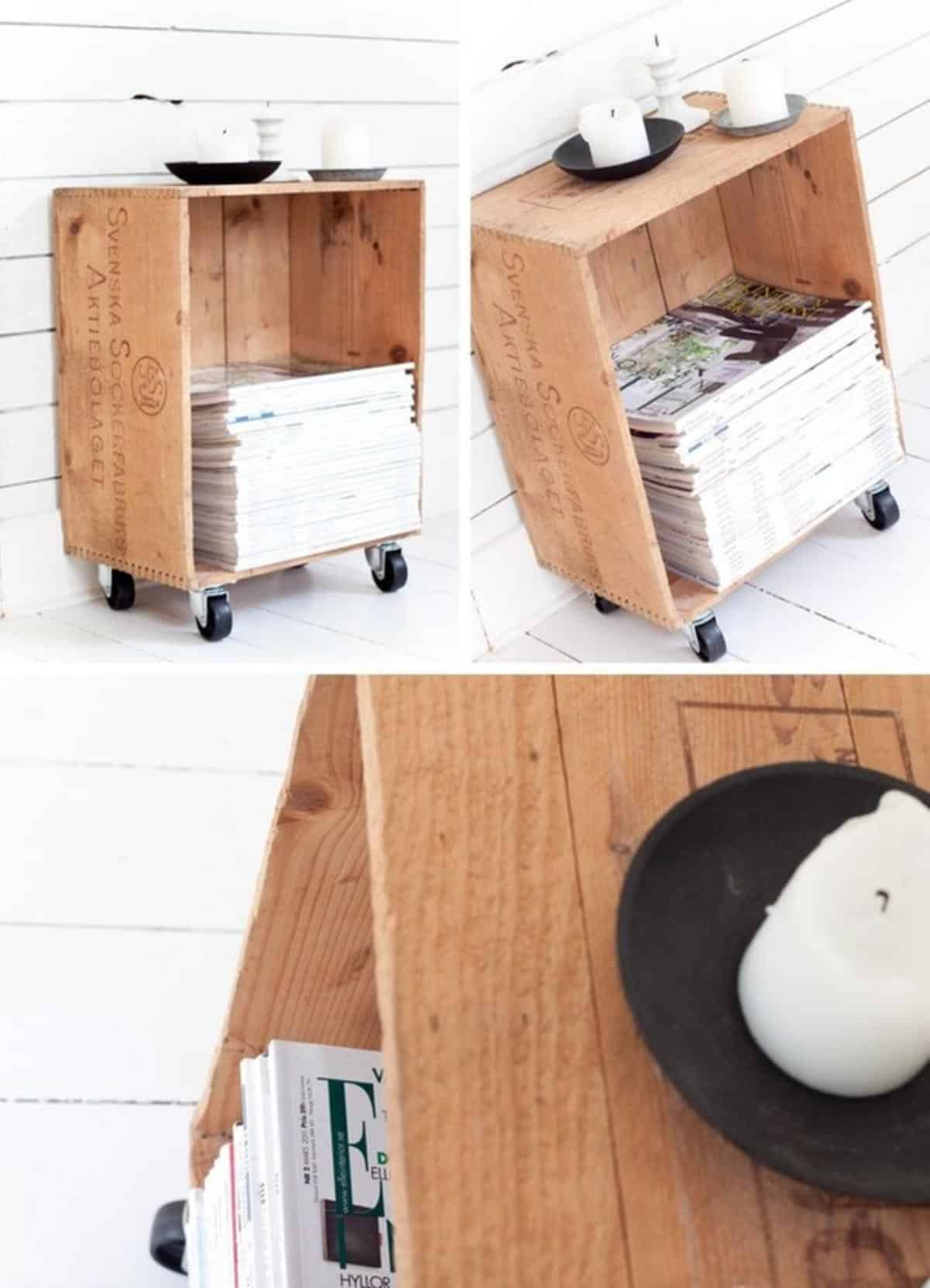 Wooden Crate Magazine Rack