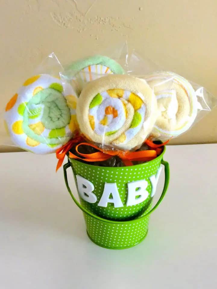 Baby Shower Washcloth Lollipops