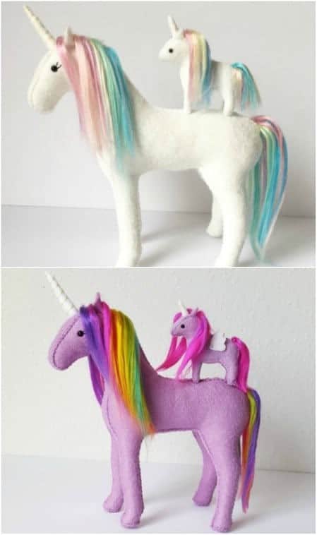 Stuffed Momma And Baby Unicorn Set