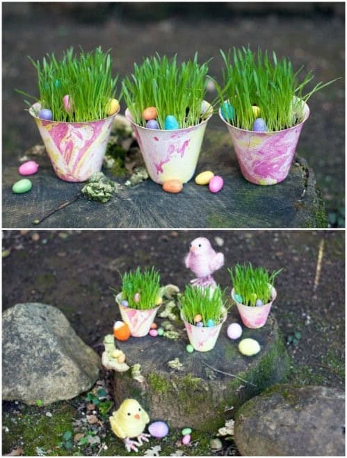 DIY Marbleized Terra Cotta Planters