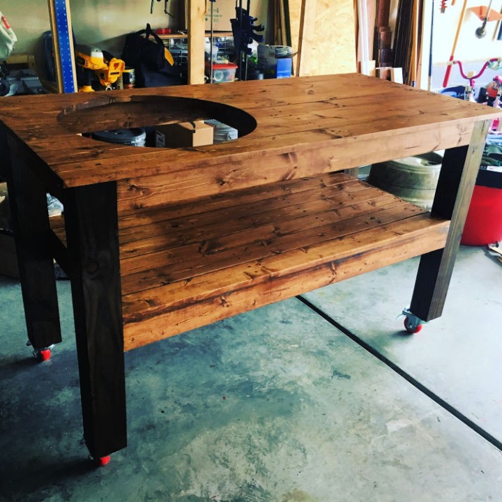 Homemade Wooden Big Green Egg Table