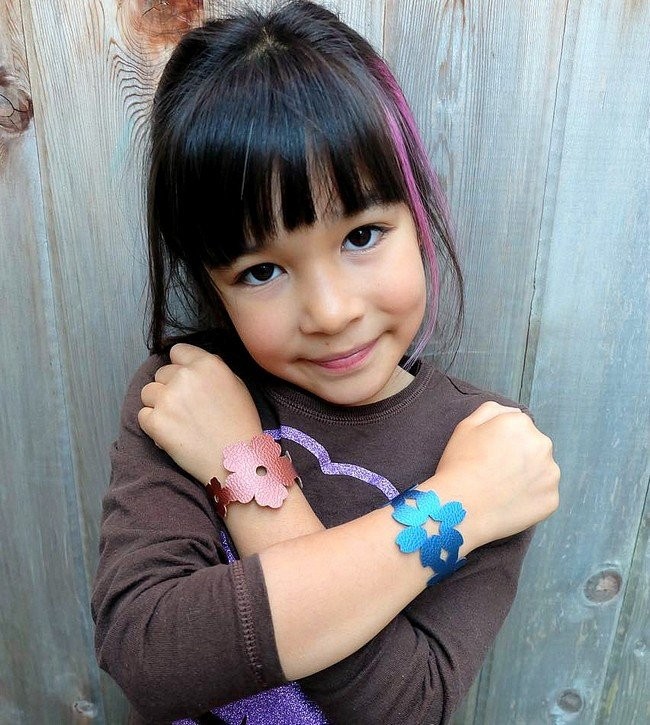 DIY Handmade Faux Leather Floral Cuffs: