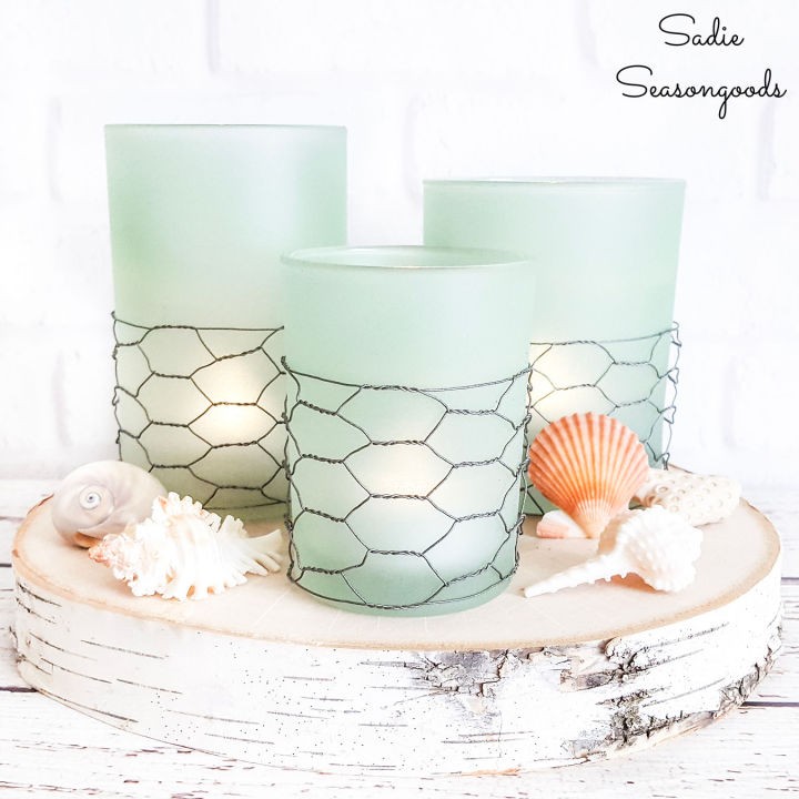 DIY Coastal Farmhouse Seaglass Candle