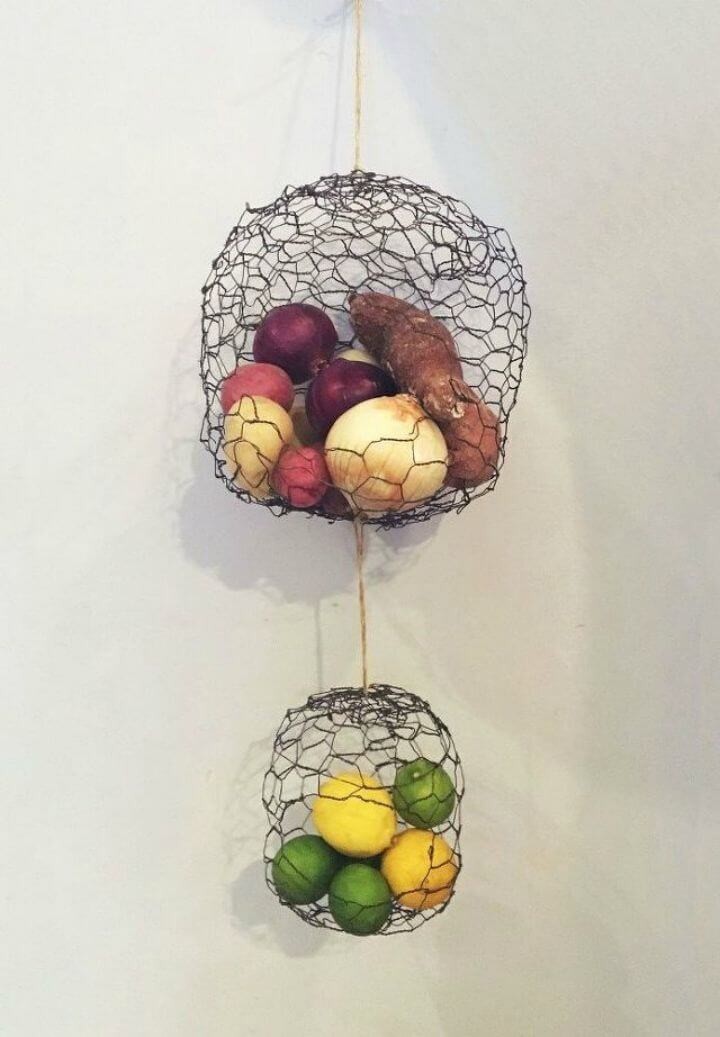 Hanging Chicken Wire Fruit Produce Basket