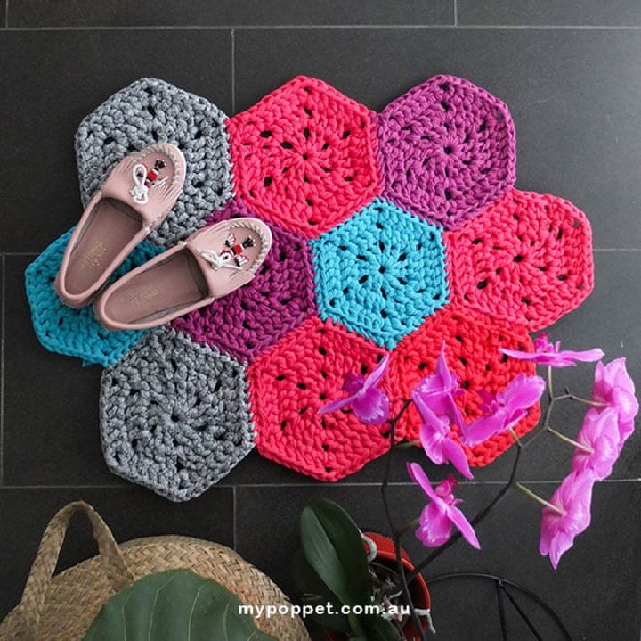 Crochet Chunky Hexie Rug – Free Pattern