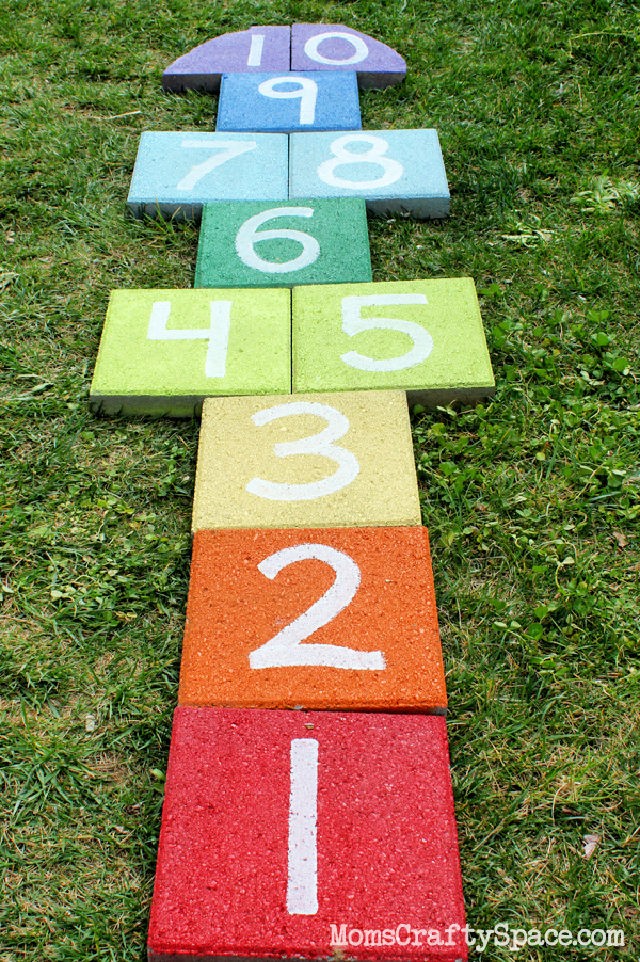 Easy DIY Rainbow Paver Hopscotch