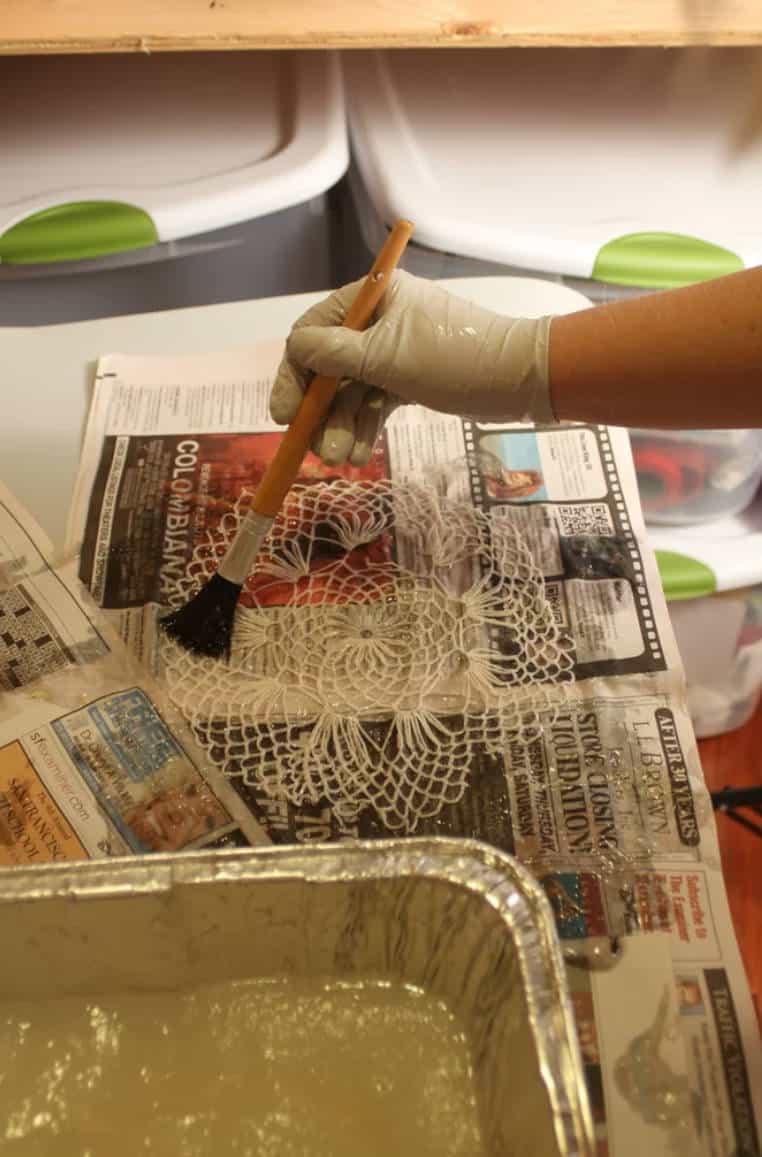 Apply Glue to Doilies